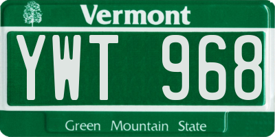 VT license plate YWT968