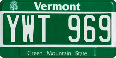 VT license plate YWT969