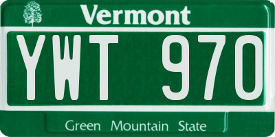 VT license plate YWT970