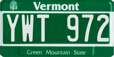 VT license plate YWT972