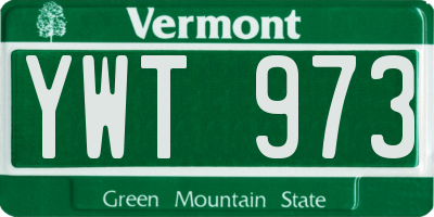 VT license plate YWT973