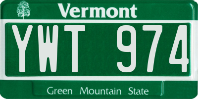 VT license plate YWT974