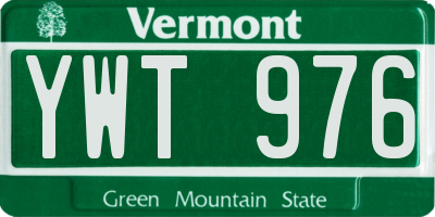 VT license plate YWT976