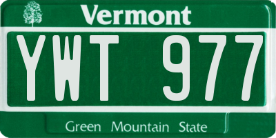 VT license plate YWT977