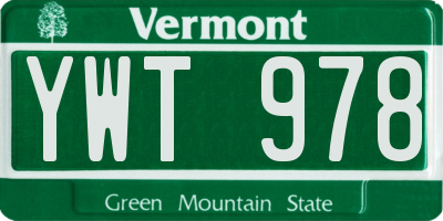 VT license plate YWT978