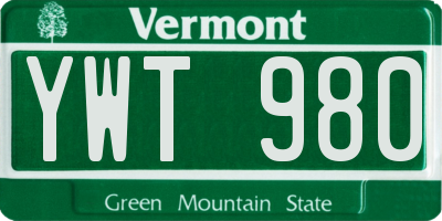 VT license plate YWT980