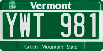 VT license plate YWT981