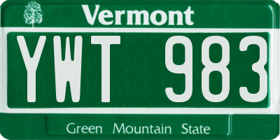 VT license plate YWT983