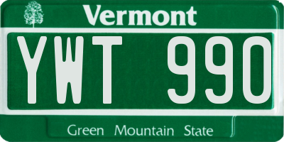 VT license plate YWT990