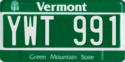 VT license plate YWT991