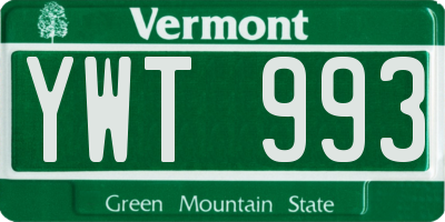 VT license plate YWT993