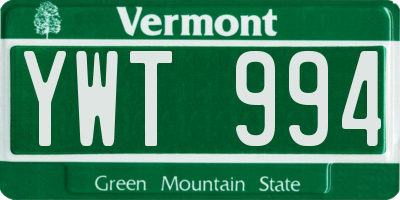 VT license plate YWT994