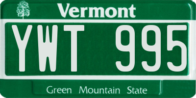 VT license plate YWT995