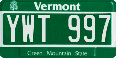 VT license plate YWT997
