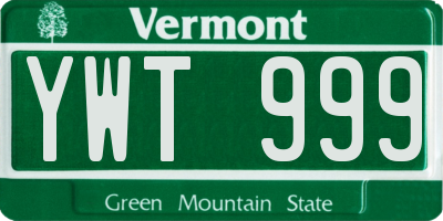 VT license plate YWT999