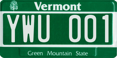 VT license plate YWU001