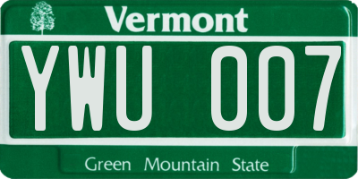 VT license plate YWU007