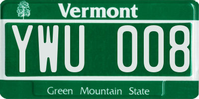 VT license plate YWU008