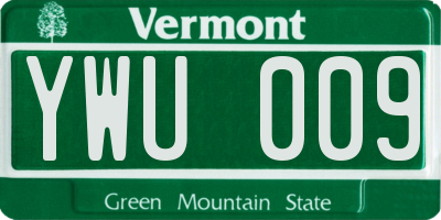 VT license plate YWU009