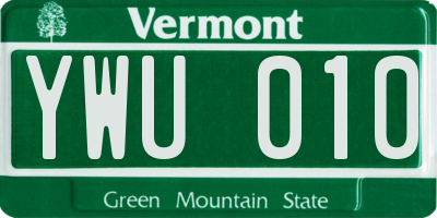 VT license plate YWU010