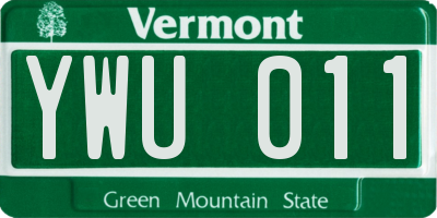 VT license plate YWU011