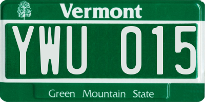 VT license plate YWU015