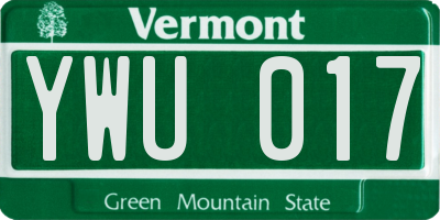 VT license plate YWU017