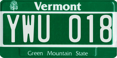 VT license plate YWU018