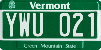 VT license plate YWU021