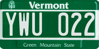 VT license plate YWU022