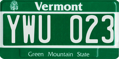 VT license plate YWU023