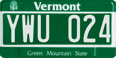 VT license plate YWU024