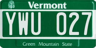 VT license plate YWU027