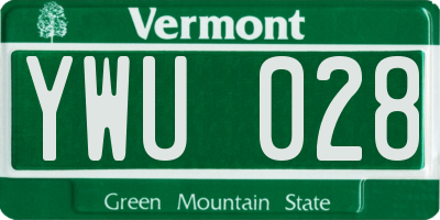 VT license plate YWU028
