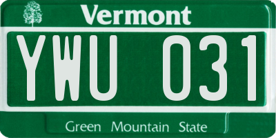 VT license plate YWU031