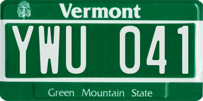 VT license plate YWU041