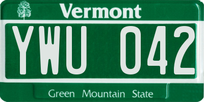 VT license plate YWU042