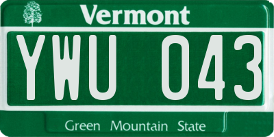 VT license plate YWU043