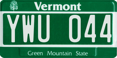 VT license plate YWU044