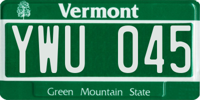 VT license plate YWU045