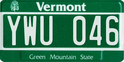 VT license plate YWU046