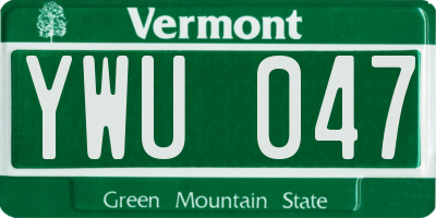 VT license plate YWU047