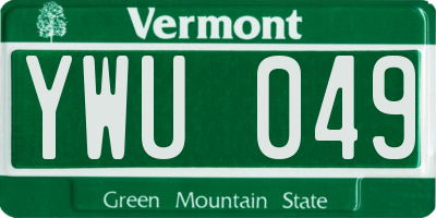 VT license plate YWU049