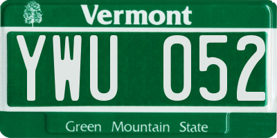 VT license plate YWU052