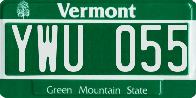 VT license plate YWU055