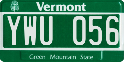 VT license plate YWU056