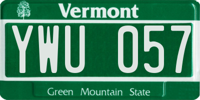 VT license plate YWU057