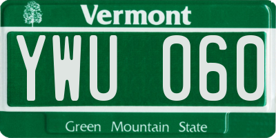 VT license plate YWU060