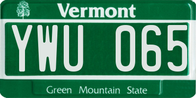 VT license plate YWU065
