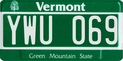 VT license plate YWU069